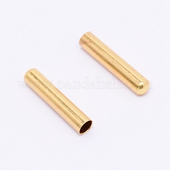 真鍮製コードエンドパーツ  エンドキャップ  コラム  ゴールドカラー  20~22x4~4.5mm  穴：3.5~4mm&nbsp;AJEW-WH0129-13G