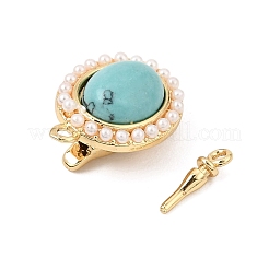 Brass & Synthetic Turquoise Box Clasps&nbsp;GG-CBAFA4F-01G
