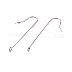 変色しにくい316サージカルステンレススチール製ピアスフック  垂直ループ付き  ステンレス鋼色  39x3mm  穴：1.8mm  21ゲージ  ピン：0.7mm&nbsp;STAS-E027-01A-P