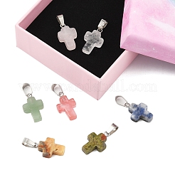 DIY Natural & Synthetic Gemstone Cross Pendant & Waxed Cord Pendant Necklace Making Kits&nbsp;DIY-FS0008-46