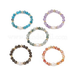 天然養殖淡水真珠と宝石の指輪  ミックスカラー  3.5mm  内径：18mm&nbsp;RJEW-JR00970