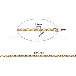真鍮被覆鉄アズキチェーン  溶接されていない  スプールで  ゴールドカラー  1.4x1.5x0.2mm&nbsp;CH-CJ0001-02G