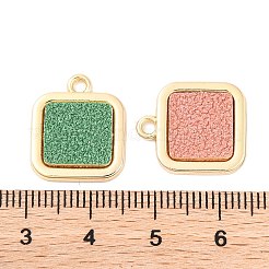 合金ペンダント  PUレザーと  正方形  ライトゴールド  ミックスカラー  17x15x2mm  穴：1.8mm&nbsp;PALLOY-T067-164