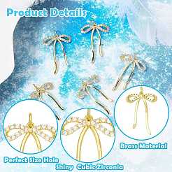 5Pcs Brass Micro Pave Cubic Zirconia Pendants&nbsp;KK-SZ0008-40