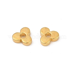 真鍮ビーズ  クローバー  18KGP本金メッキ  4.5x4.5x1mm  穴：1.2mm&nbsp;KK-D375-17G-01