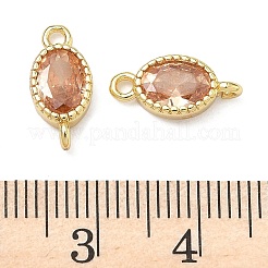 Brass Pave Cubic Zirconia Oval Connector Charms&nbsp;KK-P348-07G-04
