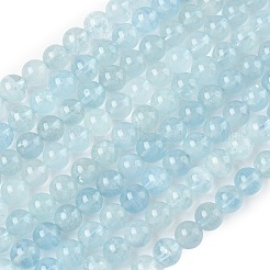 天然石アクアマリンビーズ連売り  ラウンド  6mm  穴：0.7mm  約64個/連  15.67''（39.8cm）〜15.75''（40cm）&nbsp;G-D334-A01-6mm