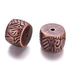 CCBプラスチックビーズ  象の模様が刻まれたドラム  赤銅鉱  25x18mm  穴：3.5mm&nbsp;CCB-E048-04R
