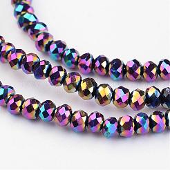 電気メッキガラスビーズ連売り  多面カット  ロンデル  マルチカラーメッキ  2.9~3.3x2mm  穴：1mm  約135~140個/連  32~34cm&nbsp;EGLA-G014-2mm-FP10