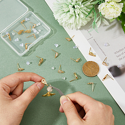 20Pcs 2 Style Teardrop Shape Brass Micro Pave Cubic Zirconia Stud Earring Findings&nbsp;KK-DC0003-04