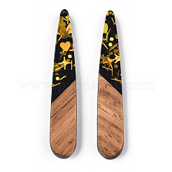 Opaque Resin & Walnut Wood Pendants&nbsp;RESI-N039-40