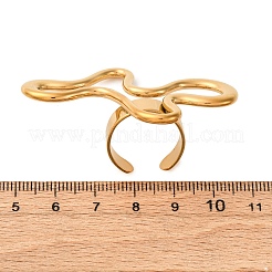 304ステンレススチール製調節可能な女性用オープンカフリング  ナゲット  18KGP本金メッキ  内径：17.8mm&nbsp;RJEW-A064-01G