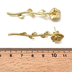 真鍮の花のスタッドピアス  ラックめっき  長持ちメッキ  カドミウムフリー＆鉛フリー  18KGP本金メッキ  51x12.5mm&nbsp;EJEW-P322-06B-G