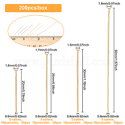 真鍮フラットヘッドピン 200種類 20個  ミックスカラー  20~50mm  ヘッド：1.7~1.8mm  ピン：0.6mm  22ゲージ  10個/スタイル&nbsp;KK-BC0009-19