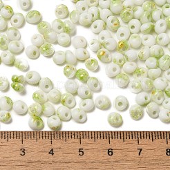 焼付塗装ガラスシードビーズ  丸い穴  ティアドロップ  黄緑  5~5.5x4~5x3~3.5mm  穴：1.2mm  約2500個/ポンド&nbsp;SEED-F006-01A-07