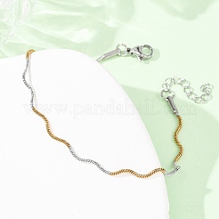 304 Stainless Steel Wave Shape Snake Chains Bracelets for Women&nbsp;BJEW-G780-03GP