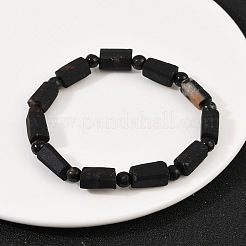天然ブラックトルマリンビーズブレスレット  男性と女性のためのストレッチブレスレット  台形  内径：2-1/8インチ（5.3cm）&nbsp;BJEW-Z139-01