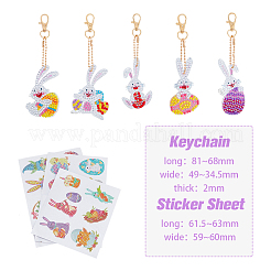 1 Set DIY Rabbit with Easter Egg Diamond Painting Keychains Kits&nbsp;DIY-FH0005-10