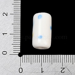 手作りの陶器ビーズ  手描き  ファミーユは磁器バラ  チューリップの柱  空色  17x9x9mm  穴：2.5mm&nbsp;PR-CBA616C-04B