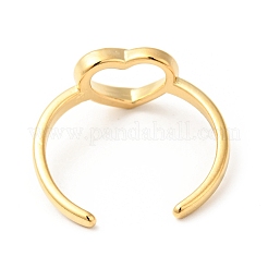 Ion Plating(IP) 304 Stainless Steel Heart Open Cuff Ring for Women&nbsp;RJEW-I085-09G