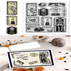 PVCプラスチッククリアスタンプ  DIYスクラップブッキング用  装飾的なフォトアルバム  カード作り  スケルトン  160x110mm&nbsp;DIY-WH0631-0427