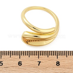 女性用ティアドロップ真鍮指輪  カドミウムフリー＆鉛フリー  18KGP本金メッキ  13.5mm  usサイズ7 1/4(17.5mm)&nbsp;RJEW-G343-10G
