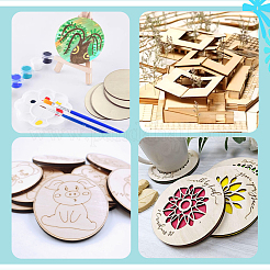 60個、6種類のスタイルの未完成の木製装飾  子供のDIY絵画装飾  混合図形  95~100x65~144x2mm  10個/スタイル&nbsp;DIY-PH0029-44