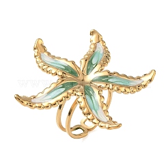 304 Stainless Steel Enamel Open Cuff Rings for Women&nbsp;RJEW-K320-03G-02