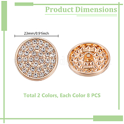 16Pcs 2 Colors 1-Hole Zinc Alloy Rhinestone Shank Buttons&nbsp;BUTT-GA0001-38