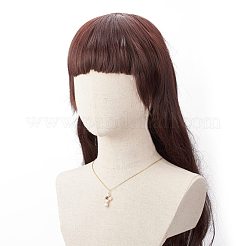 天然アメジスト＆パール編み込みクロスペンダントネックレス  女性用304ステンレススチールワイヤーラップジュエリー  17.72インチ（45cm）&nbsp;NJEW-JN03920-01