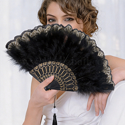 Plastic Folding Fan with Tassels&nbsp;AJEW-WH20130-170B