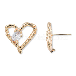 Clear Cubic Zirconia Heart Stud Earrings&nbsp;EJEW-N012-51LG-B