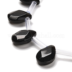 天然石オブシディアンビーズ連売り  多面カット  ティアドロップ  トップ掘削  12x8x3.5mm  穴：0.9mm  約22~25個/連  13.78''（35センチメートル）&nbsp;G-Q167-A09-01