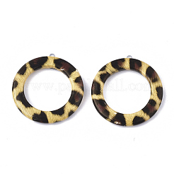 イミテーションレザーペンダント  アルミ底  リング  プラチナ  ゴールド  40.5x38x5mm  穴：1.5mm&nbsp;LS-WOVE-S118-08C
