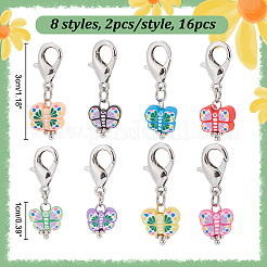 16Pcs 8 Style Butterfly Handmade Polymer Clay Pendant Stitch Marker&nbsp;HJEW-NB00009