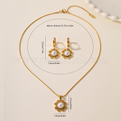 Stainless Steel Flower Hoop Earrings & Pendant Necklaces Sets for Women&nbsp;LL4021
