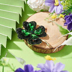 1Pc Clover Alloy Rhinestone Lapel Pins for Backpack Clothes&nbsp;JEWB-TADJ0001-07