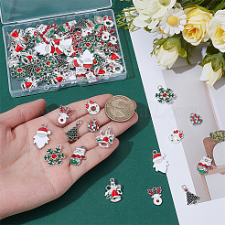 80Pcs 8 Styles Christmas Alloy Enamel Pendants&nbsp;ENAM-UN0001-29