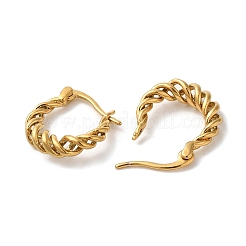 真鍮製フープピアス  ツイストロープ  18KGP本金メッキ  19x16mm&nbsp;EJEW-M261-01G-02-1