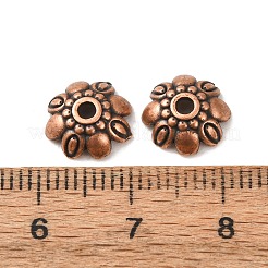 チベット風合金ビーズキャップ  鉛フリー及びカドミウムフリー  赤銅鉱  9x3mm  穴：2mm&nbsp;K08ME061