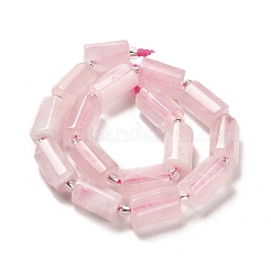 天然石ローズクォーツビーズ連売り  シードビーズで  多面カット  コラム  8.5~11x5.5~6.5mm  穴：1mm  約14~15個/連  7.48''（19センチメートル）&nbsp;G-N327-06-17