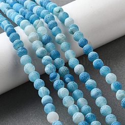 Natural & Dyed Crackle Agate Bead Strands&nbsp;G-T056-6mm-07