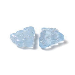 染色・加熱したガラスビーズ  金箔  バブル効果  クリスマスツリー  アリスブルー  16x15x5.5mm  穴：0.8mm&nbsp;X1-GLAA-B009-02C