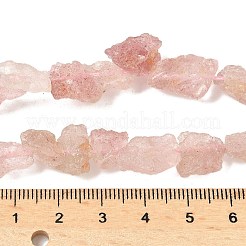 生の荒い天然ストロベリークォーツビーズ連売り  ナゲット  6~24x7~16x4~10mm  穴：1mm  約25~38個/連  15.35~15.94''（39~40.5センチメートル）&nbsp;G-M453-D04