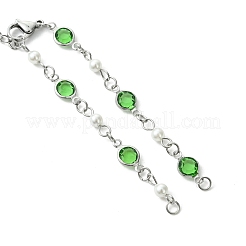 304 Stainless Steel & Glass & Shell Pearl Flat Round Link Bracelet Making&nbsp;AJEW-JB01634