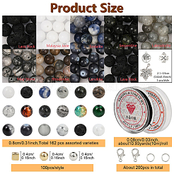 DIY 宝石とガラスビーズのセット  ccbプラスチックビーズを含む  強い伸縮性のあるビーディング弾性糸  混合図形  ミックスカラー  8~8.5mm  穴：1~1.2mm&nbsp;DIY-YW0013-10