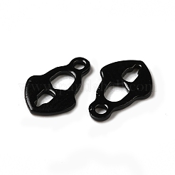 スプレー塗装された201ステンレススチールチャーム  ハート南京錠チャーム  ブラック  10x6.5x1mm  穴：1.2mm&nbsp;STAS-I672-04B