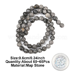 DIY ナチュラルマップ ストーンビーズ ブレスレット/ネックレス 作成キット  6mm  穴：1mm  約60~65個/連  15インチ  1連&nbsp;DIY-YW0012-88C