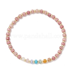 7Pcs Natural & Synthetic Mixed Gemstone & Brass Beads Stretch Bracelets for Women&nbsp;BJEW-JB13334