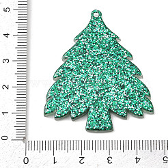 クリスマスアクリルパーツ  グリッターパウダー付き  クリスマスツリー  47.5x40x2.5mm  穴：1.6mm&nbsp;OACR-D317-01C